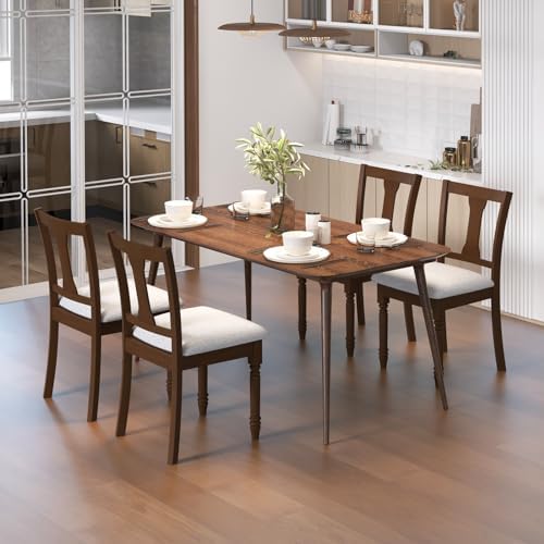 GIANTEX Wood Dining Chairs Set of 4, Farmhouse Dining Room Chair with Cushion...