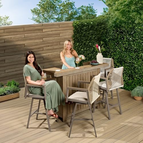 Best Choice Products Outdoor Bar Stools Set of 2, Bar Height, 360° Swivel Alu...