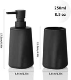 Bathroom Accessories 2 Piece Soap Dispenser and Toothbrush Holder Set Striped Black