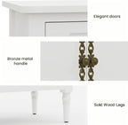 RoyalCraft Buffet Sideboard Table Set of 2, 59'' Mid Century Modern Console Table, Media Cabinet with 4 Doors, Accent Cabinet Wood Sideboard, for Entryway, Living Room, Dining Room, Satin White