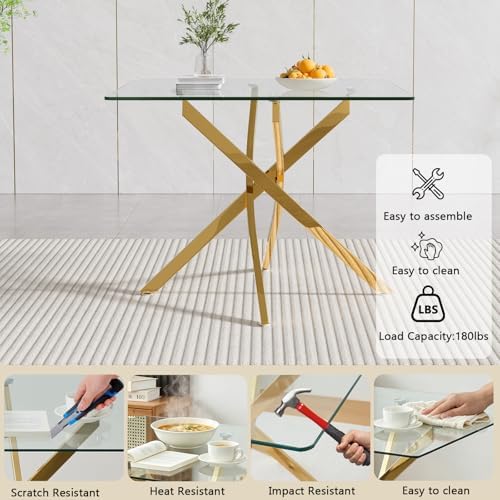 HomVent 3 Piece Square Glass Dining Table Set, Square Glass Kitchen Table Set...