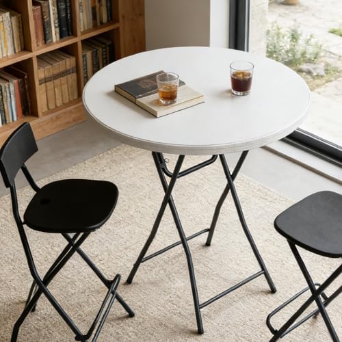 Folding Table 2 Pack, 32 Inch Foldable Cocktail Bar, High Top Round Folding B...