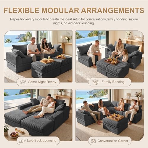 Upgraded Couch with Storage, Sectional Couches for Living Room, L-Shaped Modu...