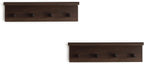 Entrance Coat Rack ，Coat Hooks, Wall-Mounted Wooden Hook Rack, Wall-Mounted Shelves are Very Suitable (Walnut Colored Finish-2)