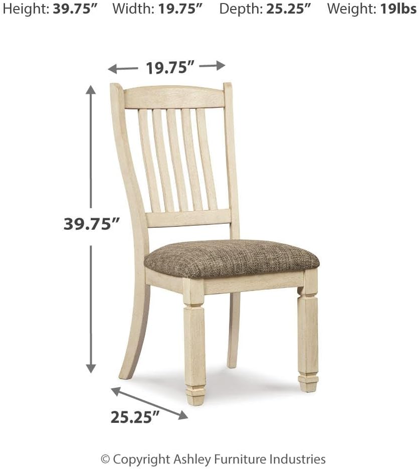 Signature Design by Ashley Bolanburg 20" Upholstered Dining Room Chair, Set of 2, Antique White