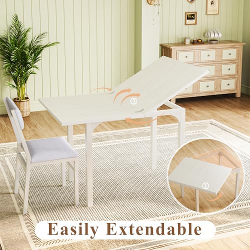 HUAHUU Dining Table Set for 4, Extendable Kitchen Table Cushion Chairs Set of...