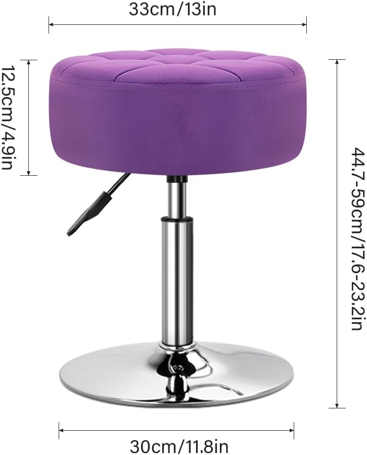 WKWKER Velvet Upholstered Vanity Stool Swivel Adjustable Makeup Stool for Mak...