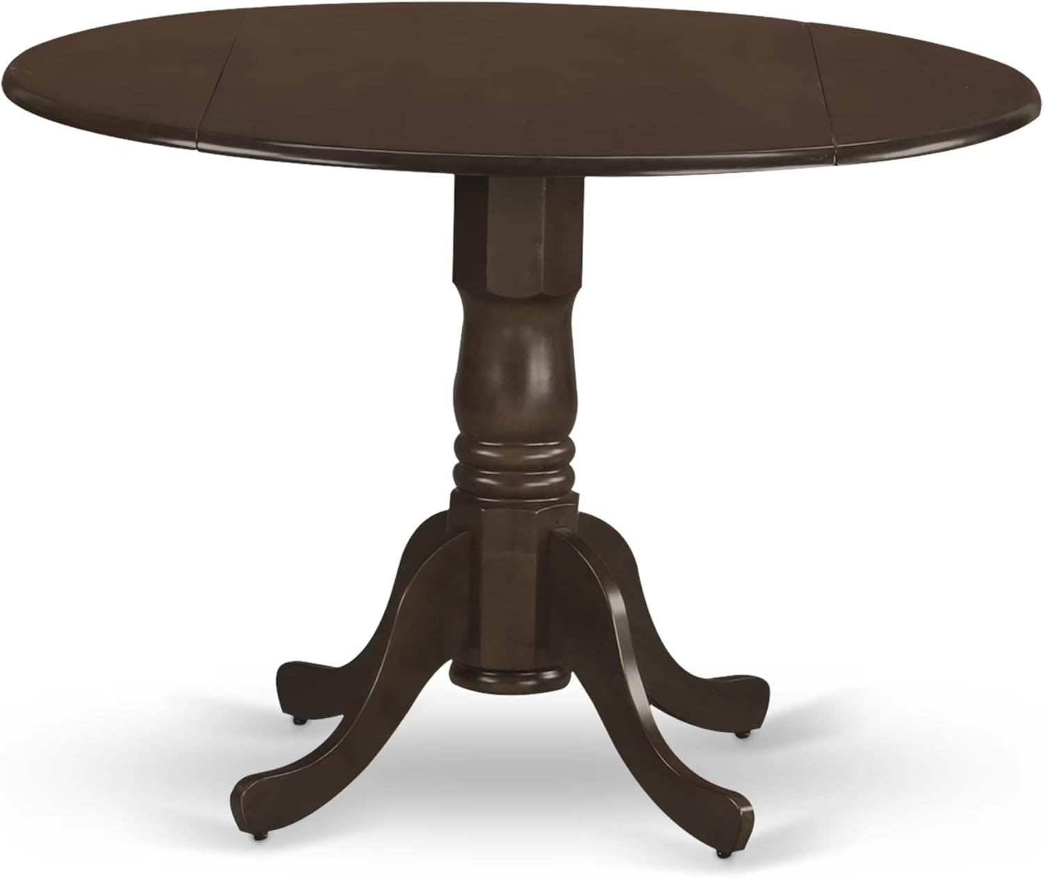 East West Furniture DLT-ESP-TP Dublin Modern Kitchen Table - a Round Dining Table Top with Dropleaf & Pedestal Base, 42x42 Inch, Espresso