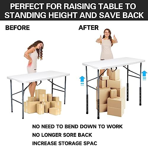 (4-PACK) Folding Table Leg Extenders, Highly Durable Steel Folding Table Leg ...