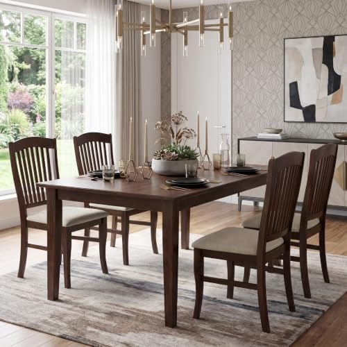 GOFLAME Wooden Dining Chairs Set of 4, Fabric Upholstered Kitchen Chairs with...