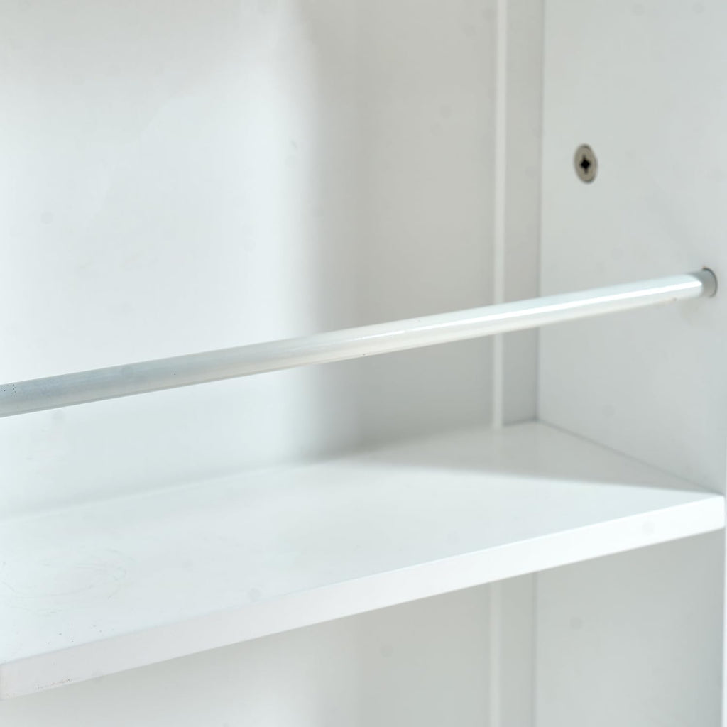 23.6" D*15.5" W*47" H Freestanding Kitchen Pantry with 8 Shelves, Double Door with 3 Shelves, Rectangular Storage Cabinet, Modern Minimalist, for Living Room, Dining Room, White