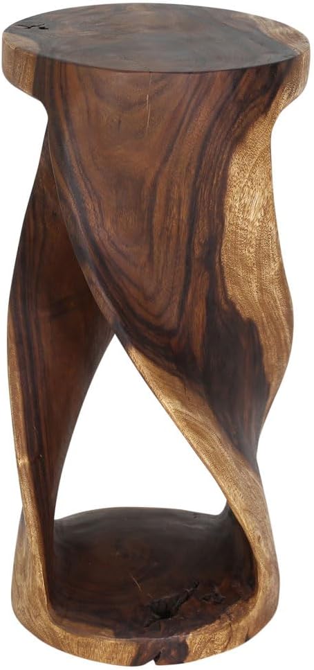 Haussmann End Table Round Twist 14 in Dia x 30 in H Walnut