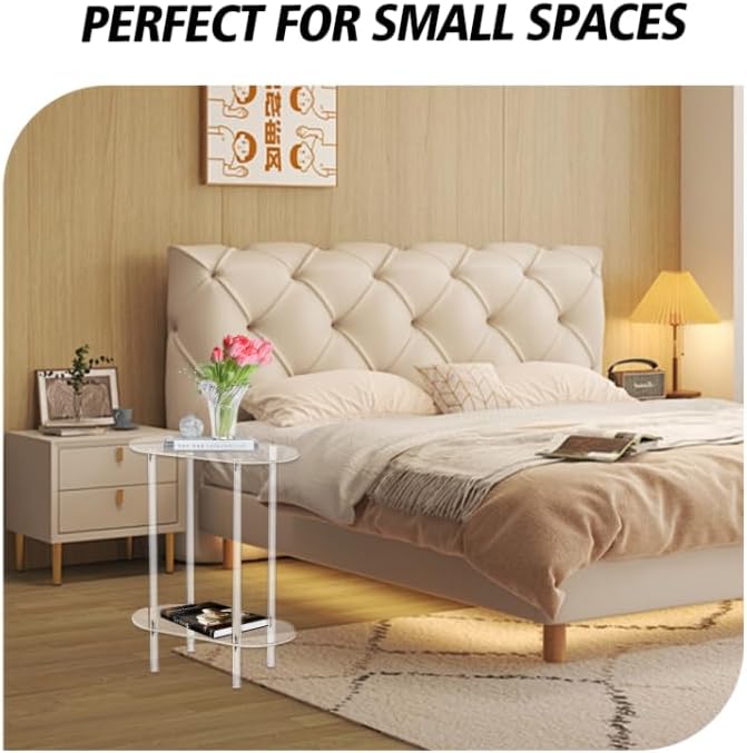 Modern Clear Acrylic Narrow Side Table for Small Spaces, 15.55" L x 7.87...