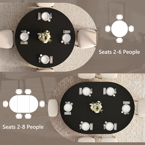 Einhomn 43-59" Extendable Round Dining Table, Kitchen Table for 4-8, Far...