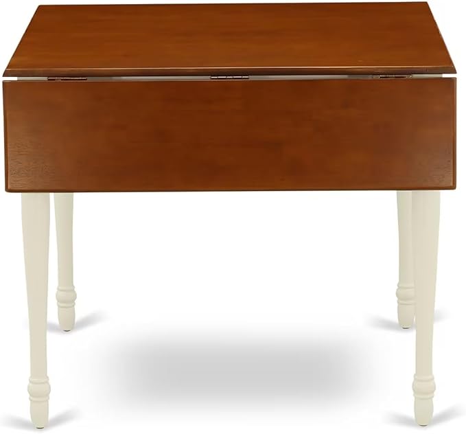 East West Furniture MZAV3-WHI-W 3 Piece Dining Table Set for Small Spaces Contains a Rectangle Dining Room Table with Dropleaf and 2 Wood Seat Chairs, 36x54 Inch, Buttermilk & Cherry