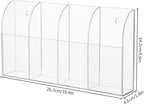 Yeeco Acrylic Remote Holder Wall Mount - 4 Compartment, Clear Acrylic Remote Control Holder, 10.4''1.6''5.6'' Wall Pen Holder, Pen & Makeup Key Organizer
