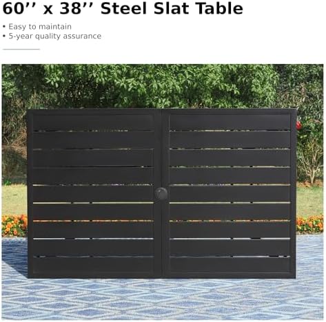 MFSTUDIO 7 PCS Patio Dining Set, 60" Rectangular Table&Metal Chairs