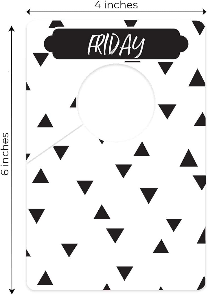 Day Of The Week Closet Dividers/Closet Organizer for Weekly Planning/Modern Clothing Divider Tags/School Morning Organization