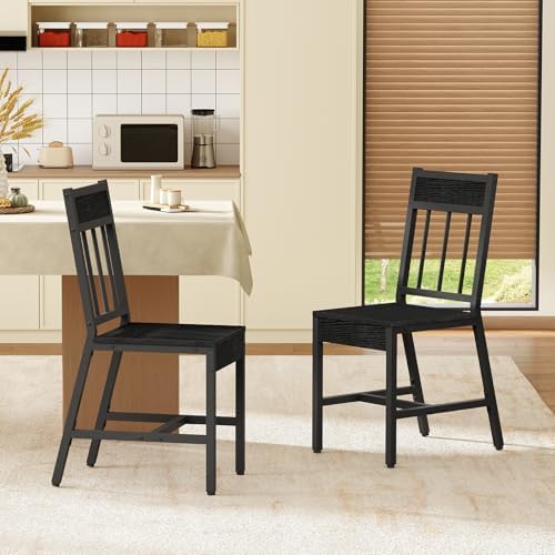 YATINEY Dining Chairs Set of 4, Industrial Kitchen Chairs with Metal Frame, S...