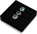 Oirlv 3 Slots Velvet Small Ring Organizer Earrings Trays Showcase Display Storage Insert Holder for Jewelry Box, Drawer, Dresser(Black,S)