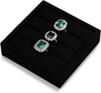 Oirlv 3 Slots Velvet Small Ring Organizer Earrings Trays Showcase Display Storage Insert Holder for Jewelry Box, Drawer, Dresser(Black,S)