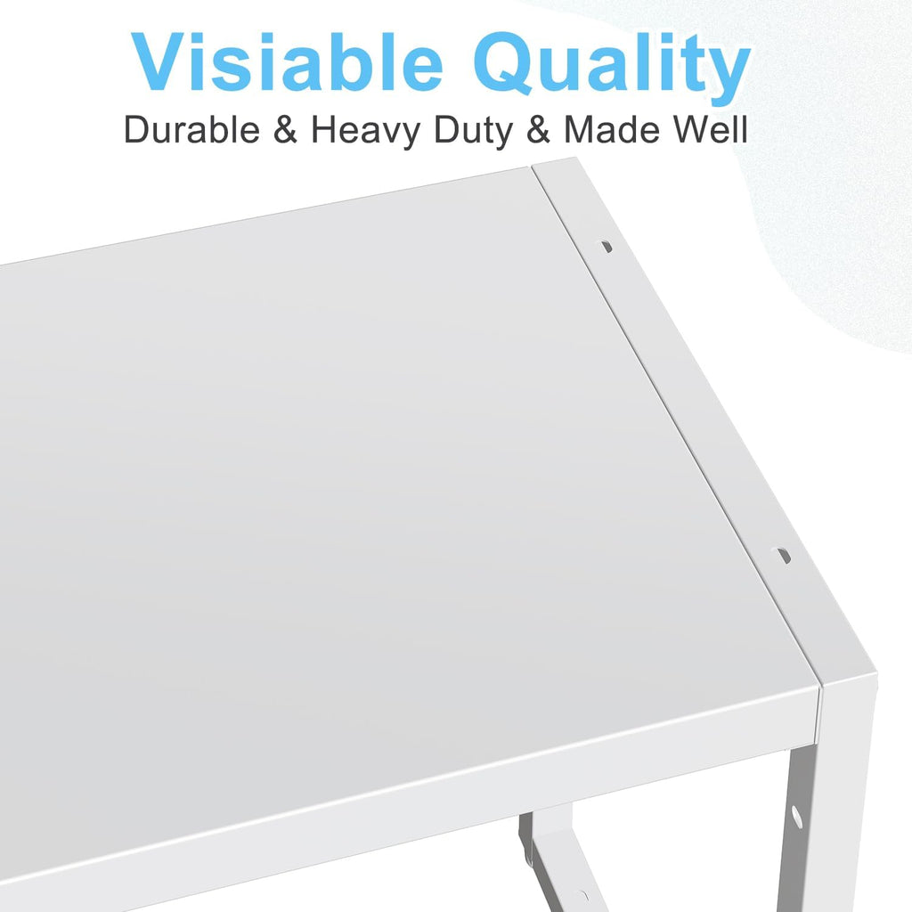 2 Pack Expandable Kitchen Storage Shelves,110LBS Heavy Duty Metal Shelving Unit and Storage for Pot Pans,Adjustable Stackble Small Storage Shelf Organizer for Kitchen Under Cabinet Pantry Garage,White
