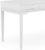 SIMPLIHOME Harper Desk - 60-Inch Wide Solid Hardwood Writing Desk in White, Mid-Century Modern Home Office Computer Table for Workspace or Study with 2 Drawers and Flip-Down Keyboard Tray