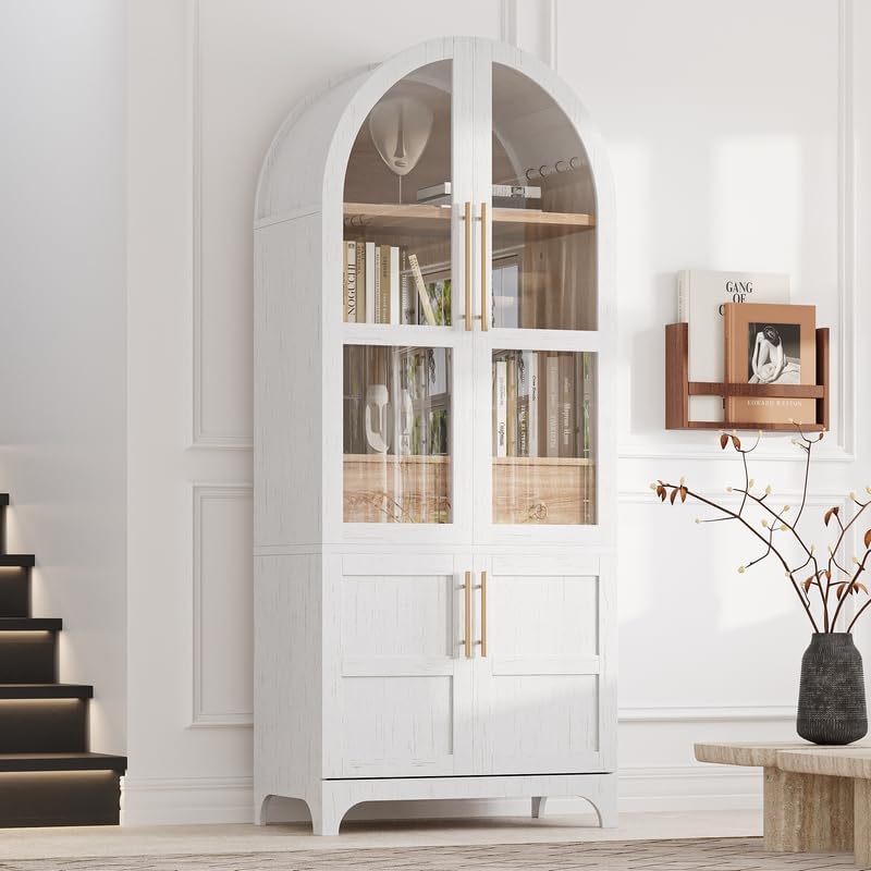 Polibi 71" Arched Pantry Cabinet with Adjustable Shelves - Farmhouse Sty...