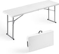 Byliable Folding Table 6FT Narrow Portable Foldable Plastic Heavy Duty Long Table, Fold-in-Half with Carrying Handle for Indoor Outdoor Meeting, Buffet, Party, Wedding, Home Work, 6 Foot, White