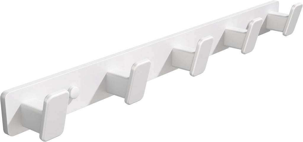 White Coat Rack Wall Hooks for Hanging Heavy Duty Door Hooks with 5 Hooks Key Holder for Wall Hat Rack for Entrance Coat Hook