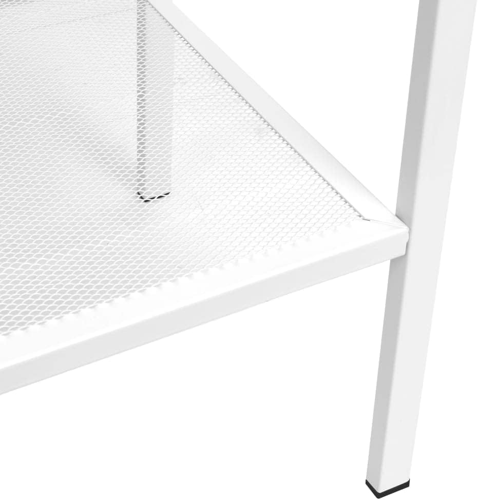 White Ladder Bookcase 4 Tiers Metal Mesh Shelf for Bathroom Living Room Office Display Storage Shelving Unit