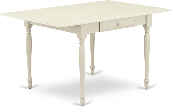 East West Furniture MZDA5-LWH-W 5 Piece Dining Table Set for 4 Includes a Rectangle Kitchen Table with Dropleaf and 4 Dining Room Chairs, 36x54 Inch, Linen White