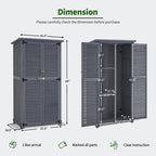 MCombo Outdoor Storage Cabinet, Wooden Storage Shed with Latch, Outside Garden Tool Shed with 2 Doors for Patio Yard Lawn, 0808 (Grey, Medium)