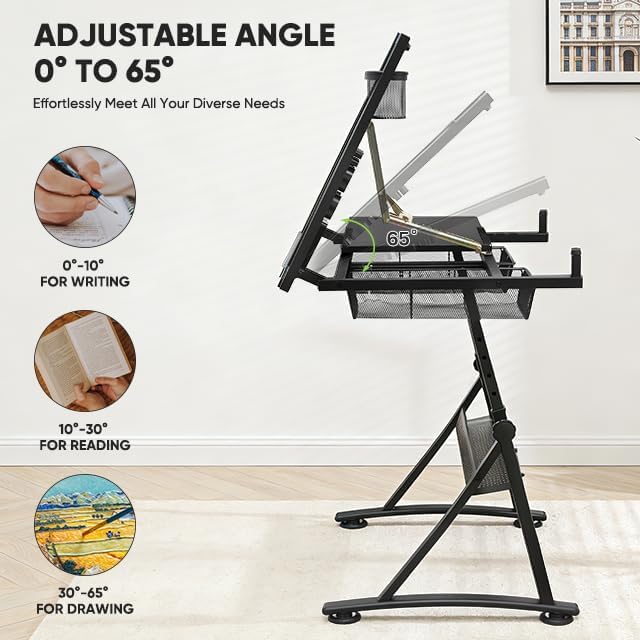 Magshion Drafting Table Adjustable Drawing Table w/Stool