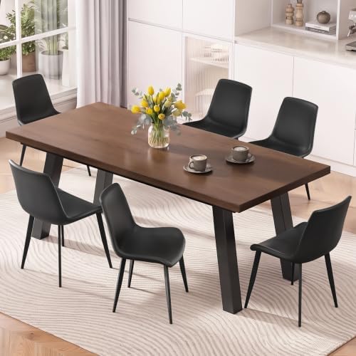 Black Dining Chairs Set of 8, Mid Century Modern Faux Leather Kitchen Chairs,...