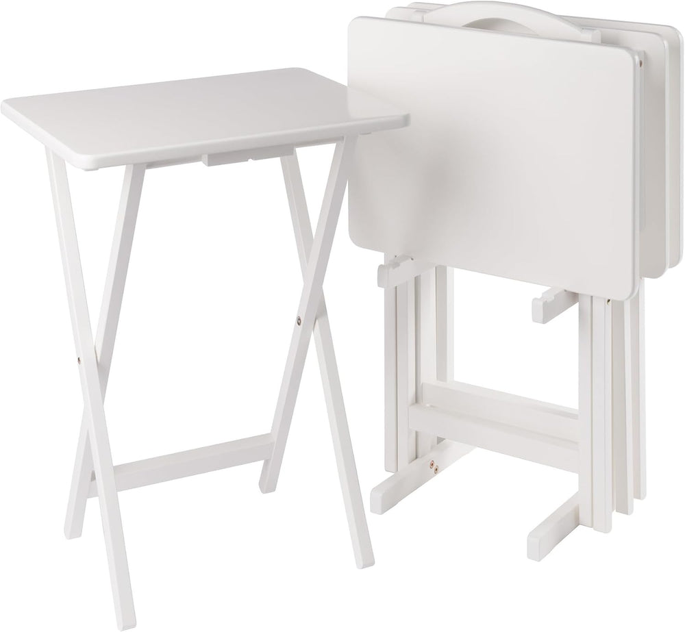 Winsome Alex Set of 4 Foldable Snack Tables with Storage Rack | Easy to Store...