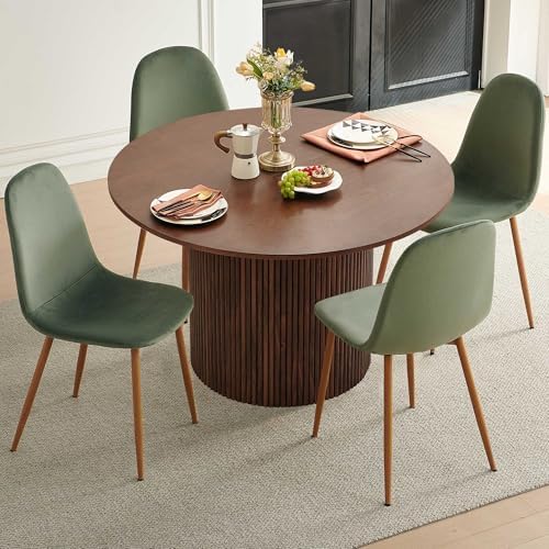 Dining Table Set for 4, Mid Century Modern 47 Inch Wooden Round Dining Table ...