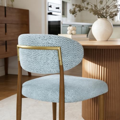300LBS Dining Chairs Set of 4,Metal Kitchen Chairs,Modern Teddy Fleece Uphols...