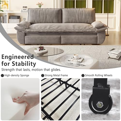 70.1" Sleeper Sofa Bed Queen Size, Pull Out Convertible Velvet Couch, Gr...