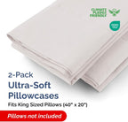 King Pillow Cases - 2 Pack - Super Soft Pillowcase Covers - Envelope Enclosure - Hotel Quality Pillow Protectors - Wrinkle Free, Shrink & Stain Resistant - Machine Washable - 20" x 40" (Light Grey)