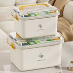 Plastic Medicine Storage Organizer & First Aid Box, Medicine Box with Handles, Multipurpose Medical Supply Organizer with Removable Tray for Home, Office & Travel（large）