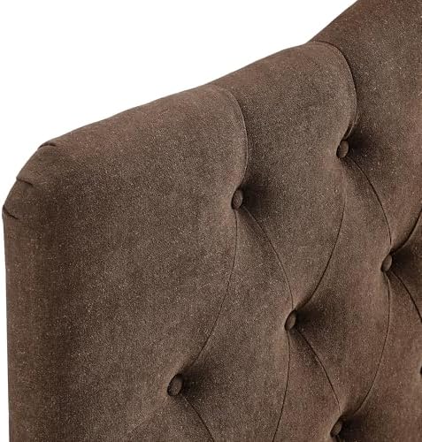Modway Annabel Premium Linen Blend Queen Headboard in Cocoa - Soft Fabric Hea...