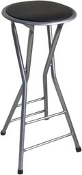 28inch/70cm Counter Height Bar Stool,Backless Folding Chair with 300lbs Capacity,Portable Folding Stool for Home Kitchen Party, 1PC, Black