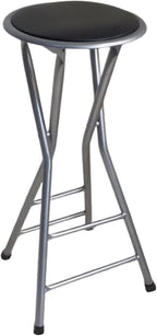 28inch/70cm Counter Height Bar Stool,Backless Folding Chair with 300lbs Capacity,Portable Folding Stool for Home Kitchen Party, 1PC, Black