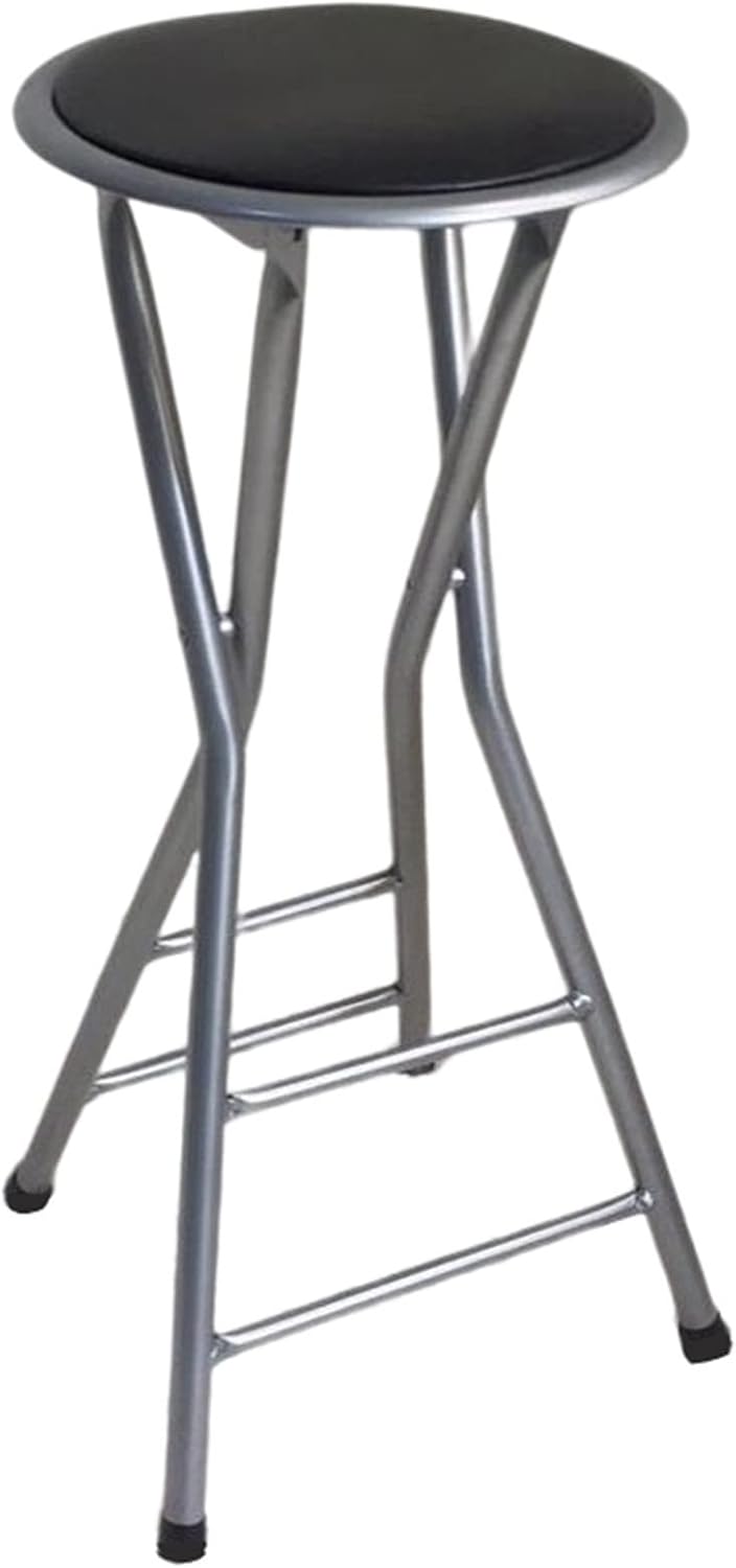 28inch/70cm Counter Height Bar Stool,Backless Folding Chair with 300lbs Capacity,Portable Folding Stool for Home Kitchen Party, 1PC, Black