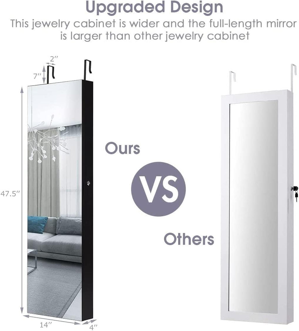 Byroce 47.5''H Jewelry Armoire, Over the Door/Wall Mounted, Full Leng...