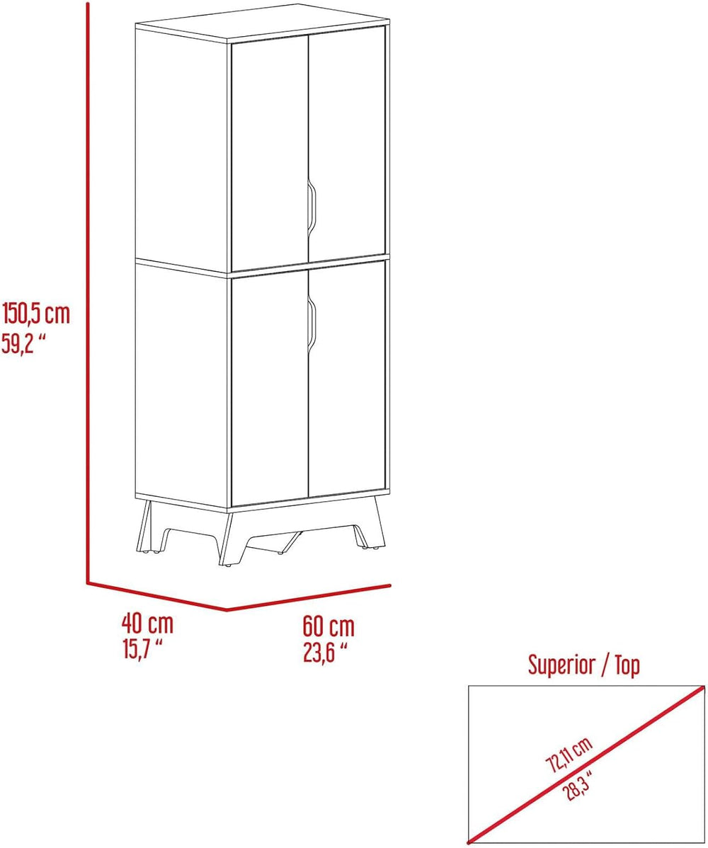 Zurich Double Kitchen Pantry, Double Door Cabinet, Four Shelves