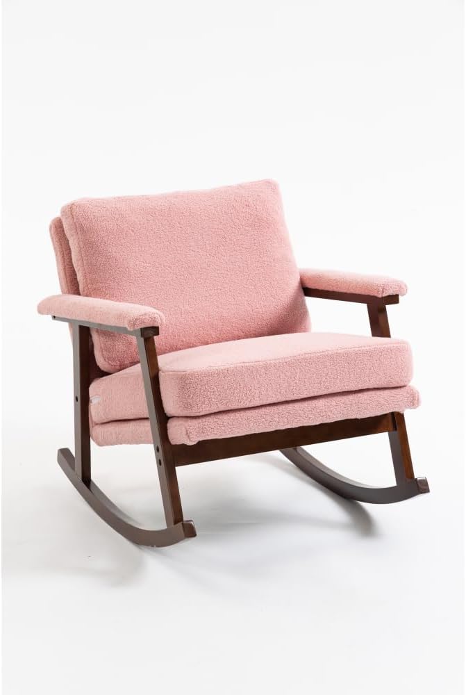 Mid Century Modern Accent Chair,Rocking Chair with Wood Frame, Upholstered Li...