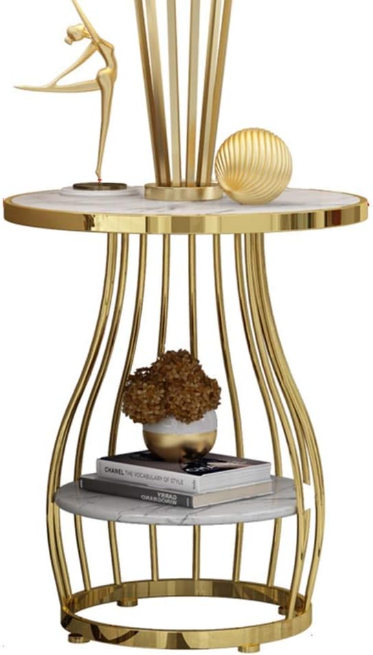 Telephone Table, Nordic Modern 2-Tier Side Table Living Room Marble Round Tel...