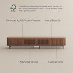 POVISON Fully-Assembled Sliding Tambour Door TV Stand, Mid Century Modern TV Console, Wood Media Console, Entertainment Center with Storage Cabinet (Walnut, 118.11")